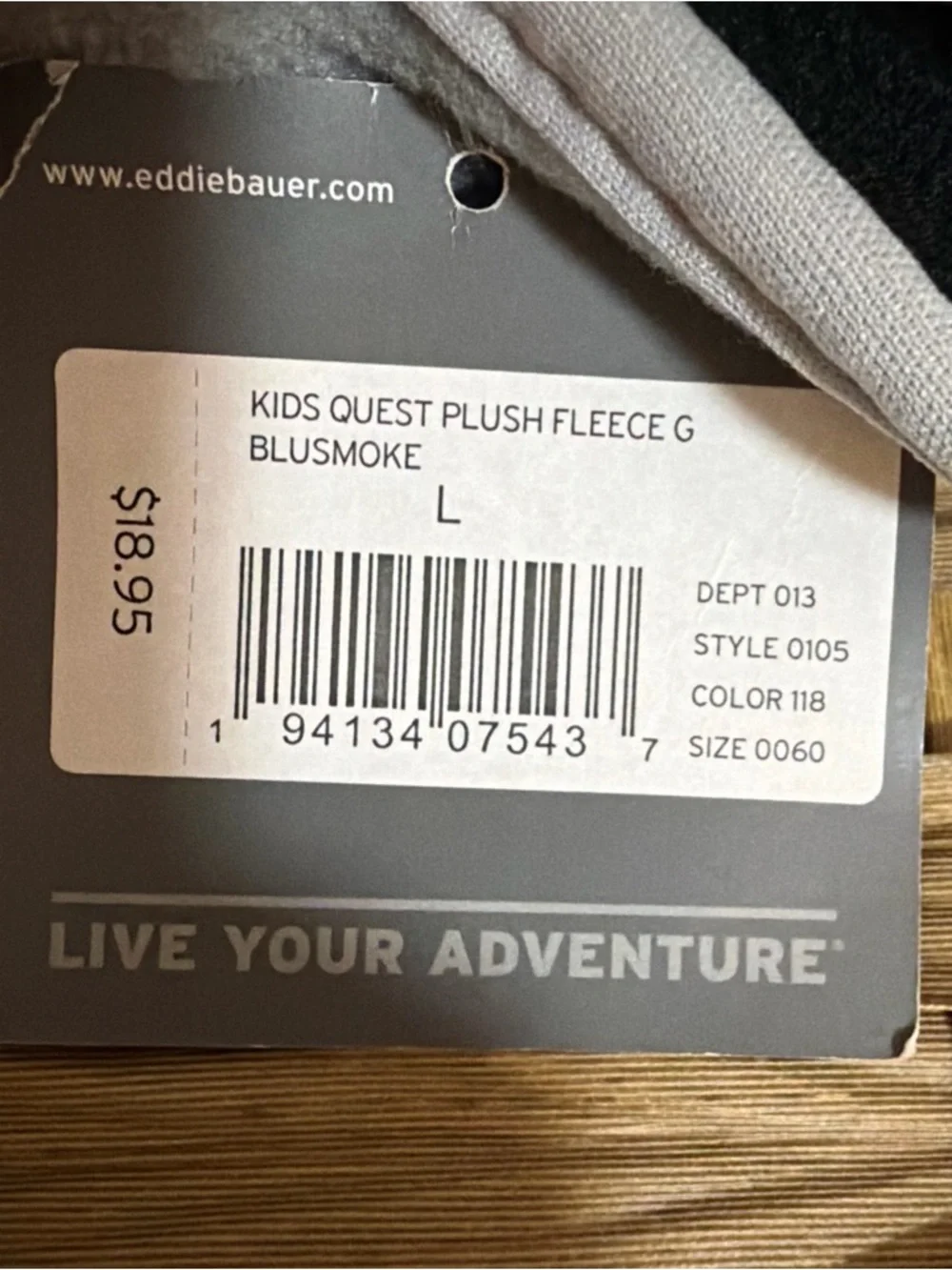 NEW Eddie Bauer Kids Quest Plush Fleece GLOVES Blusmoke Youth L Large Style 0105